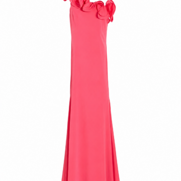 Pink Off-the-Shoulder Ruffle Maxi Dress