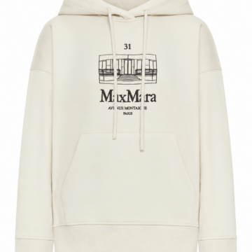 Off-White Graphic Print Pullover Hoodie with Kangaroo Pocket