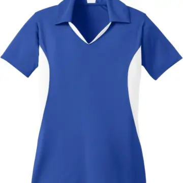 Royal Blue and White Color Block Polo Shirt