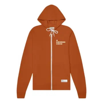 Burnt Orange Full-Zip Hooded Sweatshirt with Kangaroo Pockets