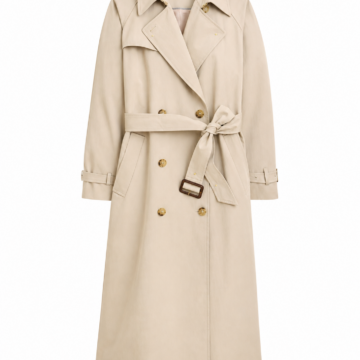 Light Beige Double-Breasted Longline Trench Coat