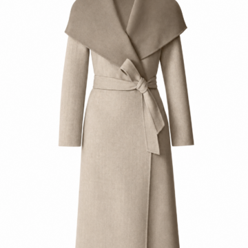 Light Taupe Longline Wrap Coat with Shawl Collar