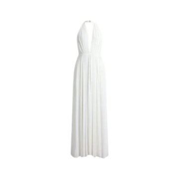 White Halter Neck Maxi Dress