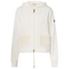 Off-White Full-Zip Hoodie with Patch Pockets and Sleeve Logo