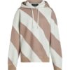 Oversized Cream and Pink Diagonal Stripe Hooded Sweatshirt